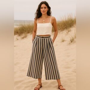 ASTR the Label Striped Linen Wide-Leg Pants XL